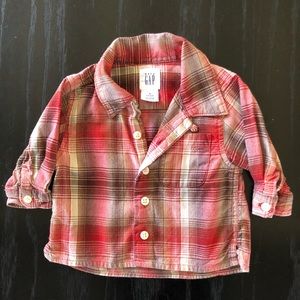 Red plaid Baby Gap Buttondown Flannel 3-6 mos